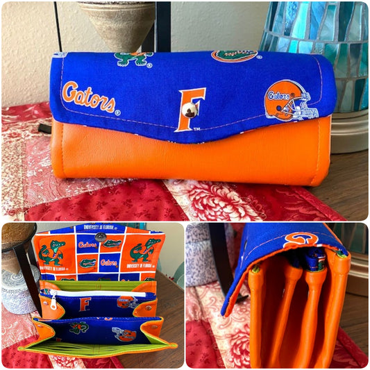 Necessary Clutch Wallet NCW Organizer Credit Cards Zippered Sports Teams Chiefs Gators