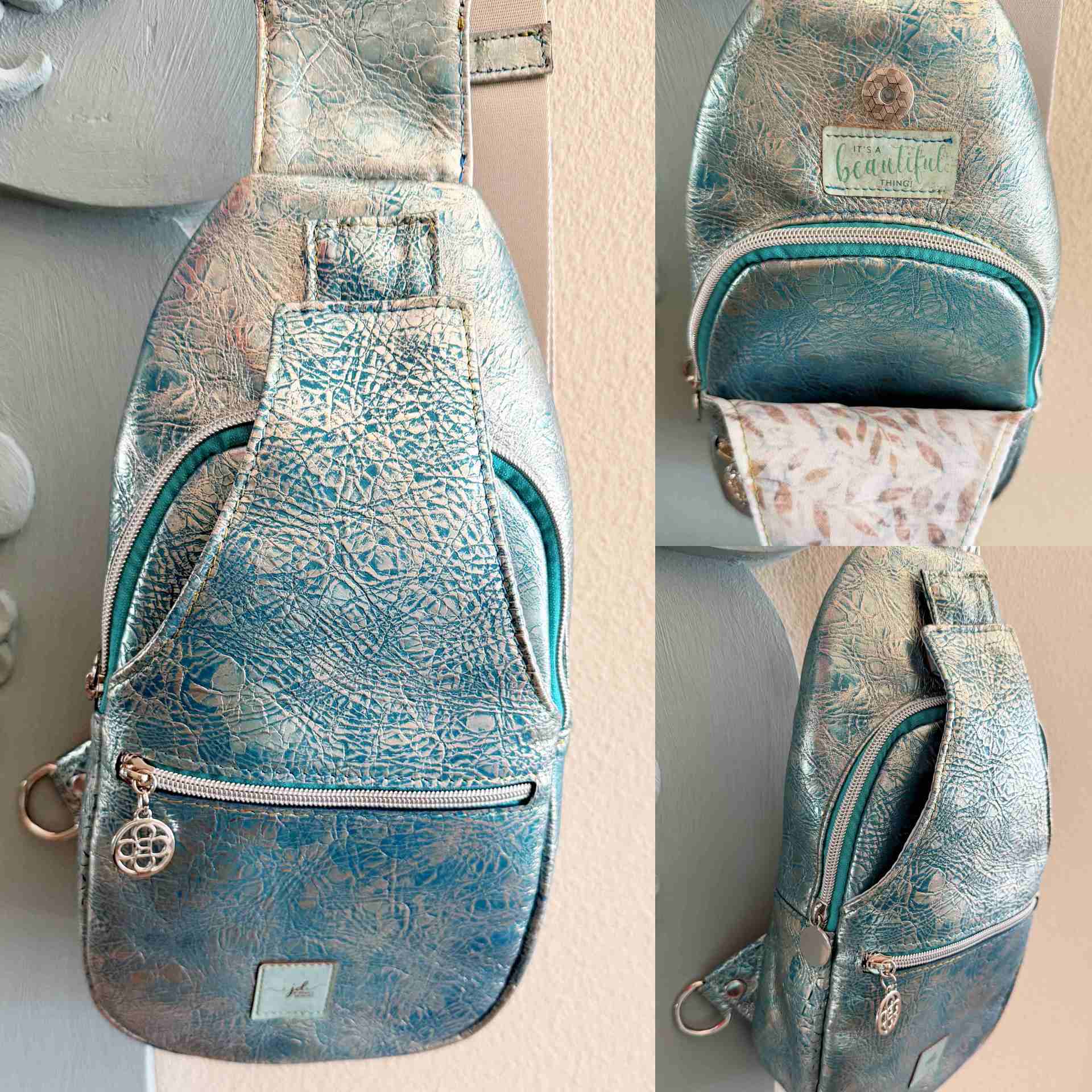 adding a purse strap to a mini backpack Retro Style Sling Bag a pattern by Kandou – Jeannie's Designs