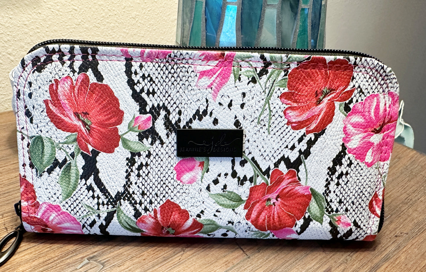 Classic Zip Around Wallet Faux Leather Caramel