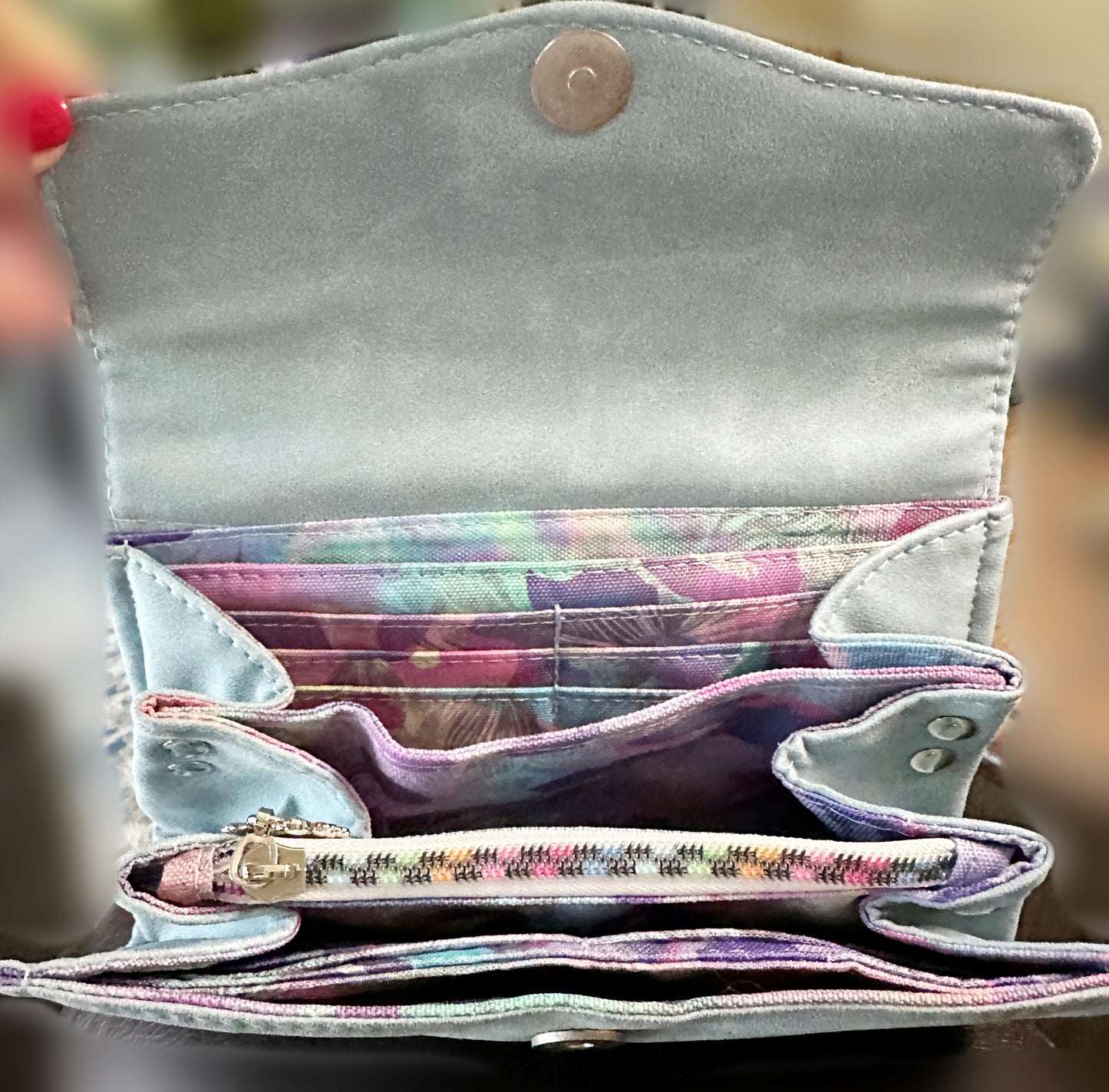 Ready to Ship Necessary Clutch Wallet NCW Organizer Credit Cards Zippered Sage Floral