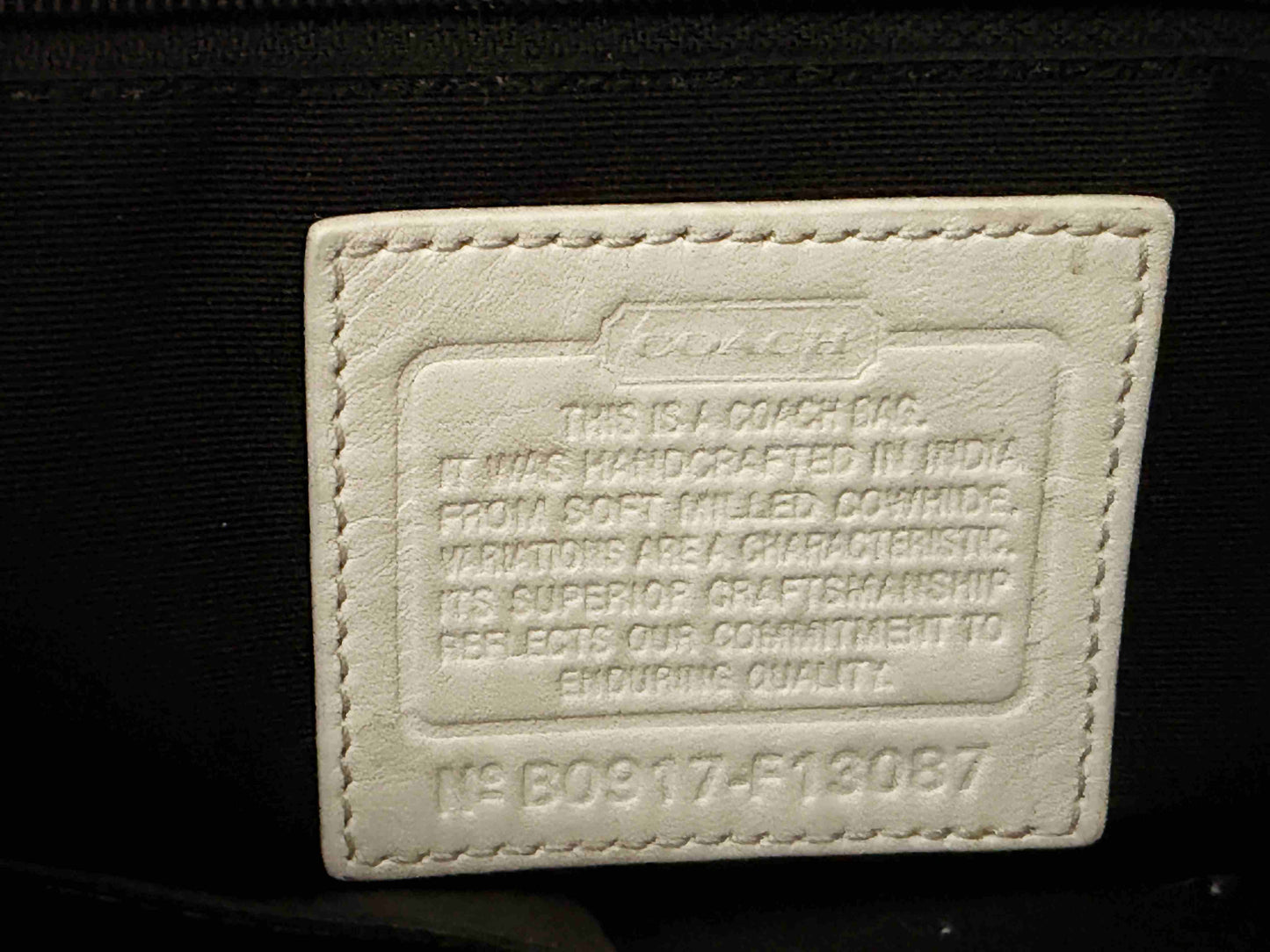 Designer Coach Handbag White Black Leather