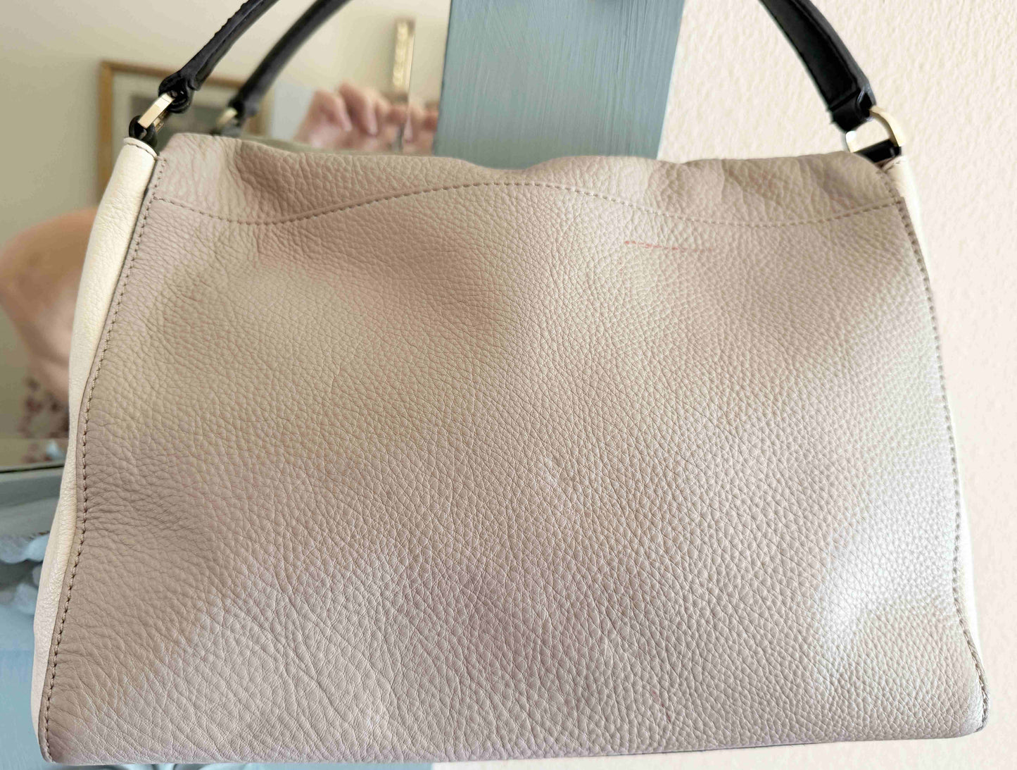 Designer Kate Spade Handbag Light Taupe / Black Leather