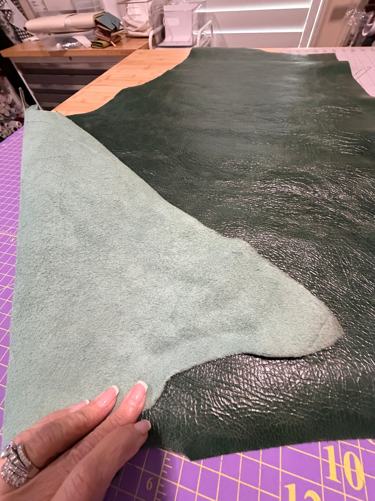 Leather Hide Quarter Hide Green