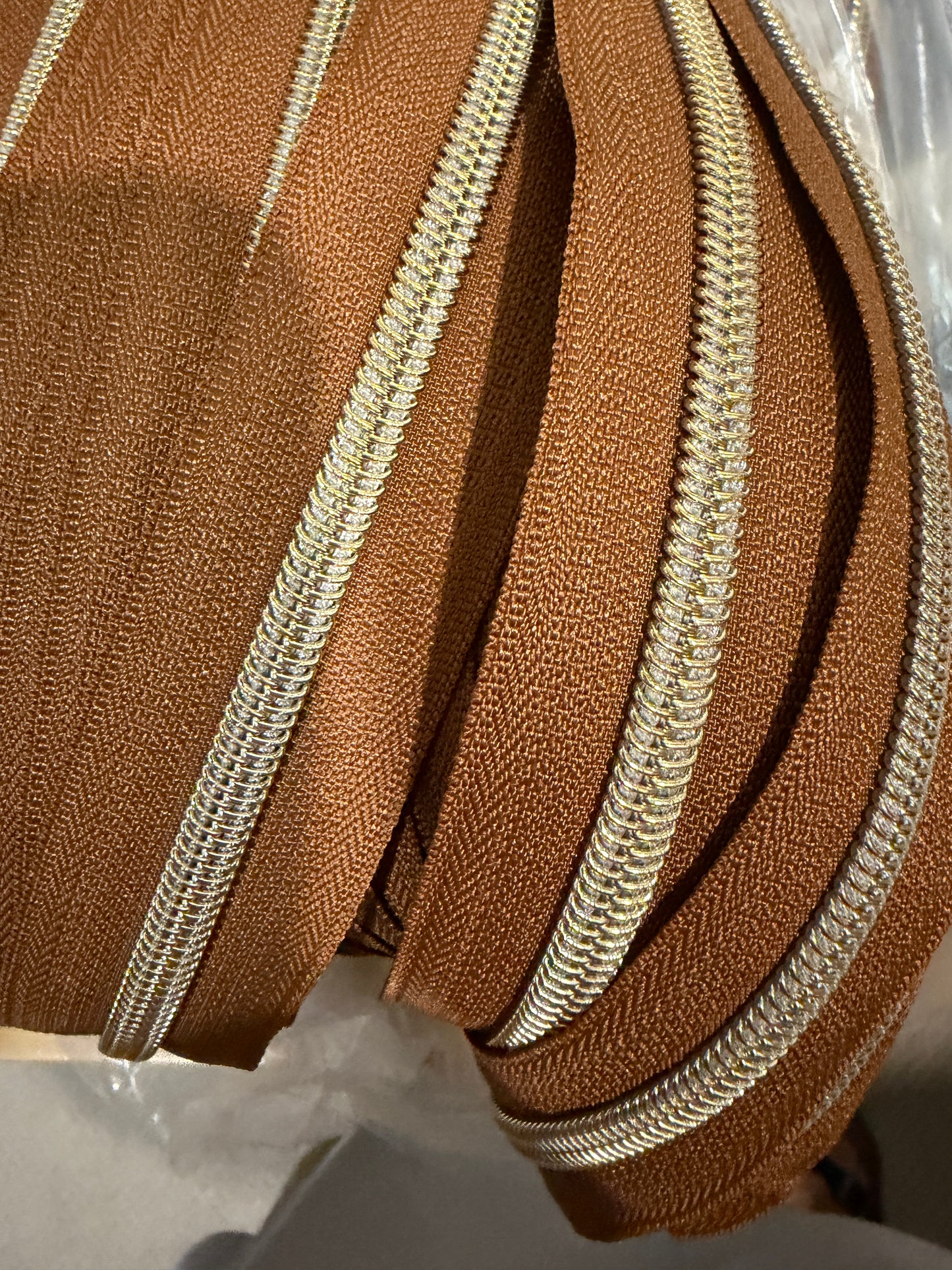 Light Gold #5 Zipper Tape by the 3 yard cut