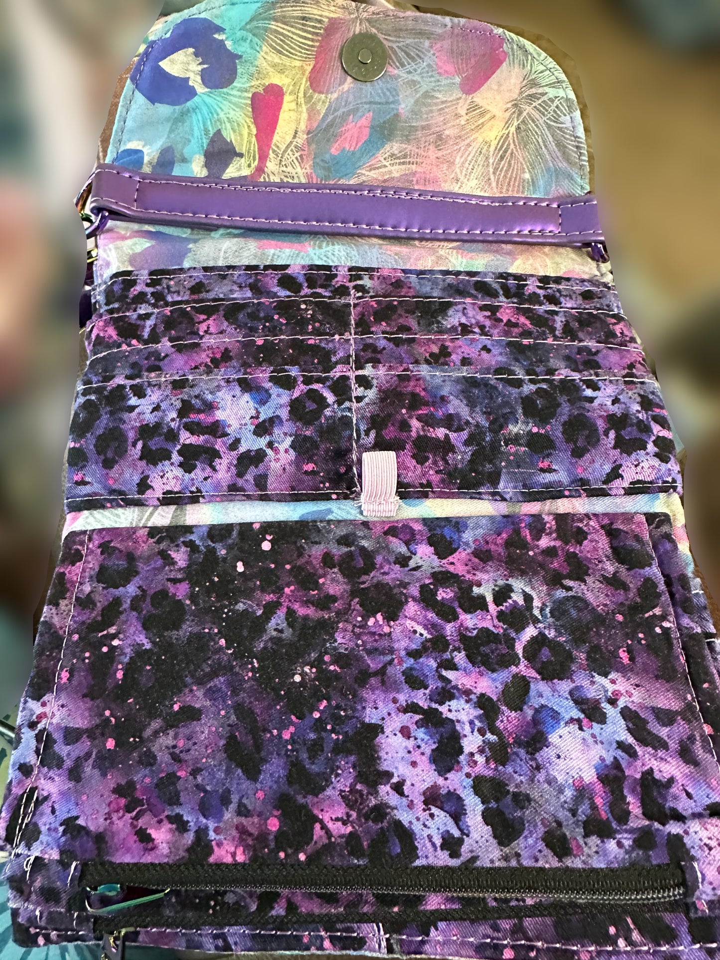 Fold N Go Crossbody Leopard Purple a pattern by Sew Yours