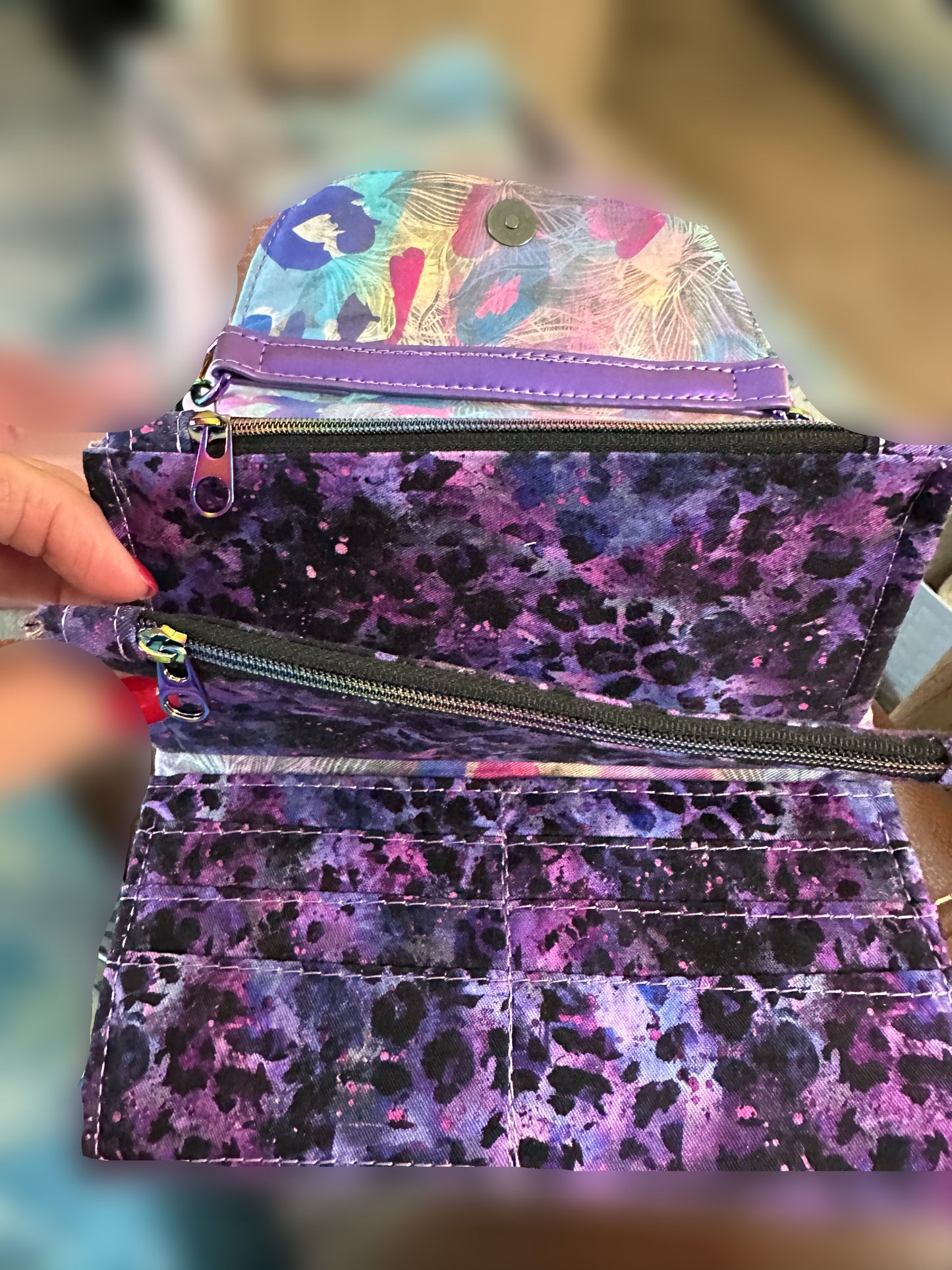 Fold N Go Crossbody Leopard Purple a pattern by Sew Yours