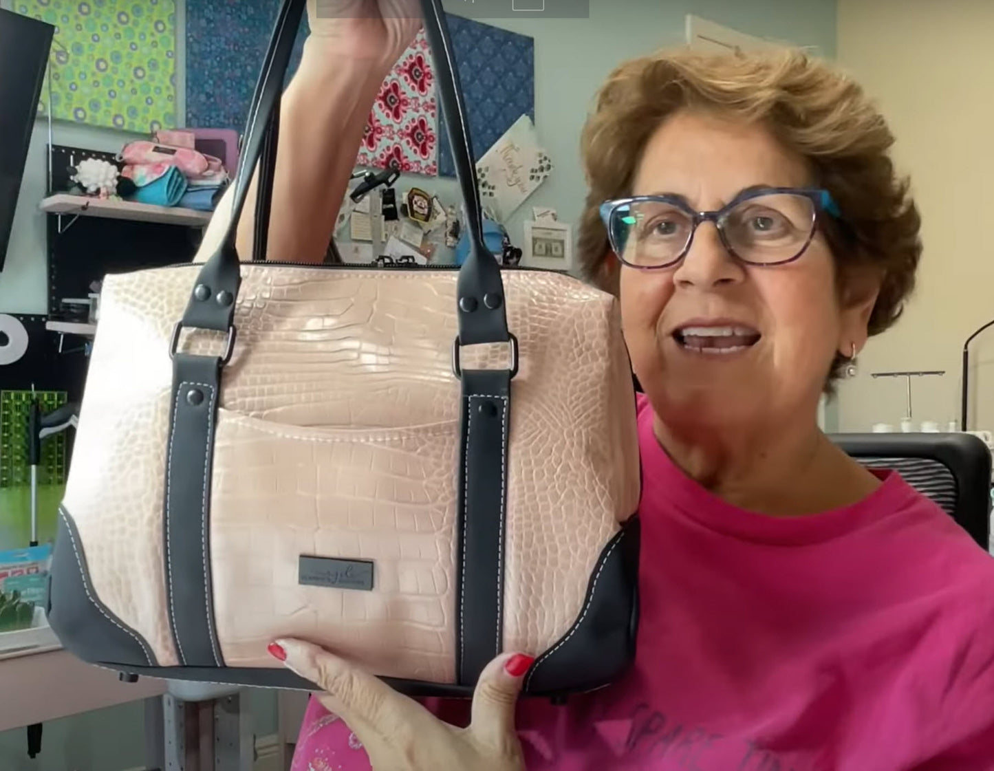 Colette Bowler Bag Pink Black Handbag