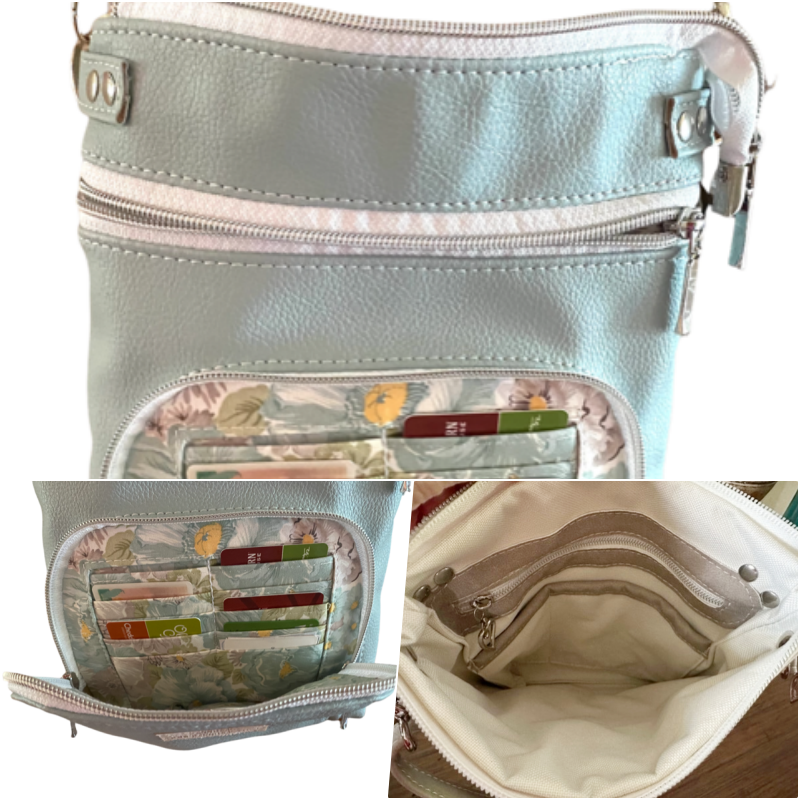 Crossbody Organizer Adjustable Grease Vinyl fabric - Kaylee Crossbody