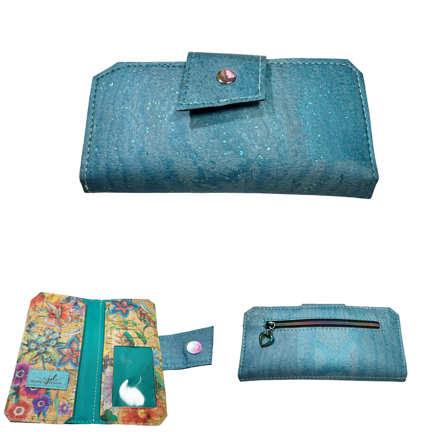 Women’s Tall Wallet Organizer Black or Pink Cork