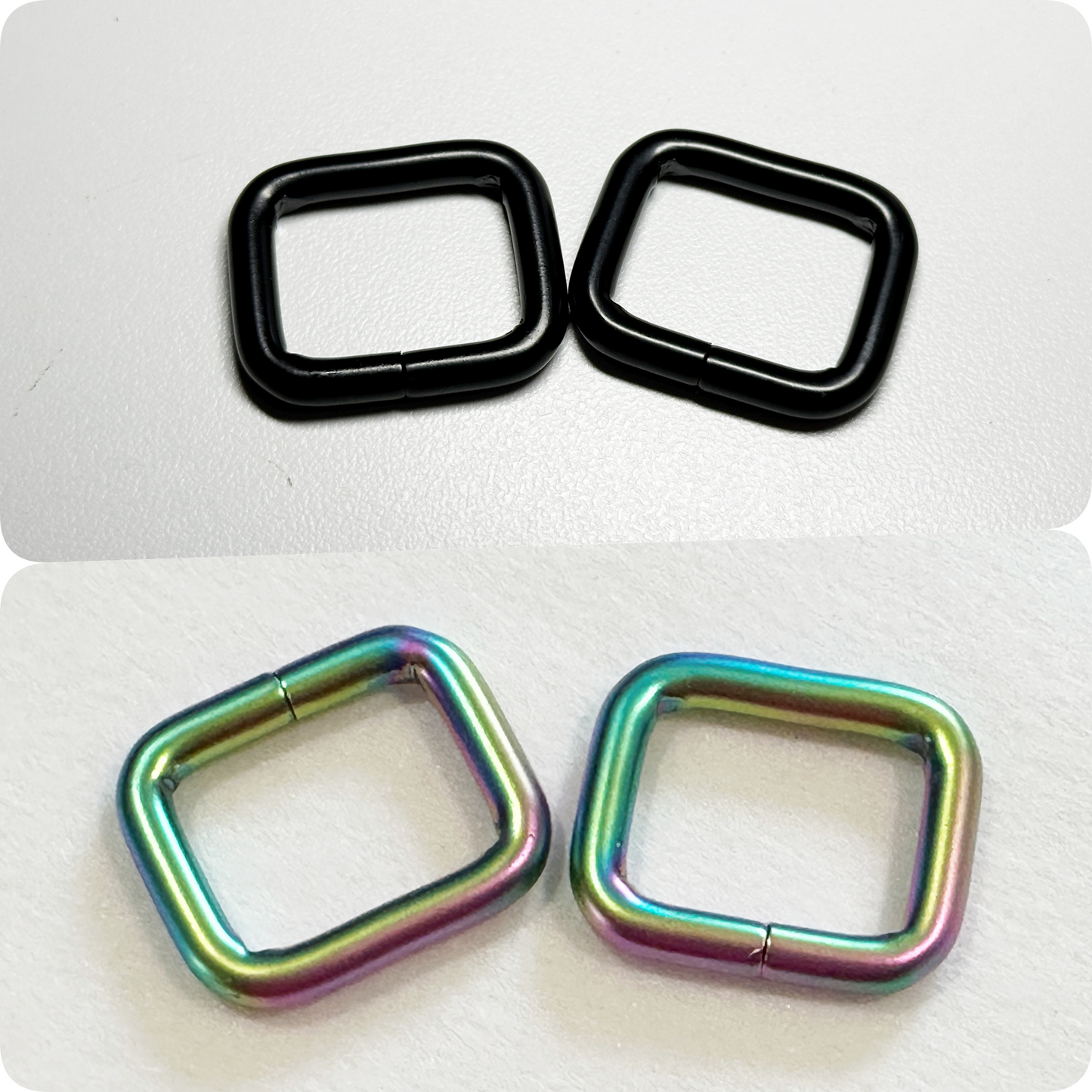 3/4" Square Rings Matte Black or Matte Rainbow set of 4