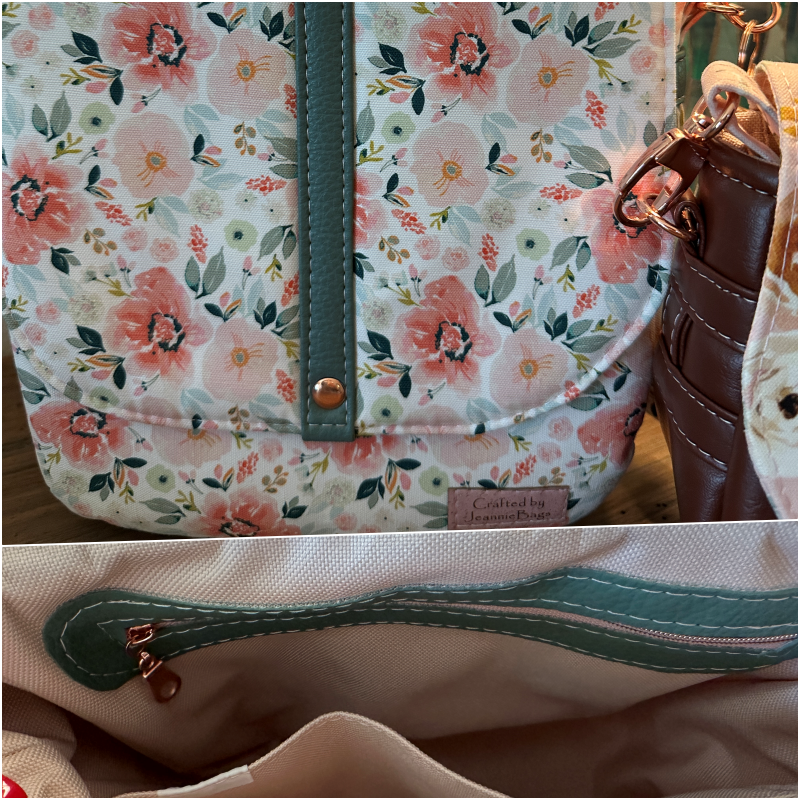 Mountain Saddle Bag Llama Pink with Brown Vinyl or Pink Flowers Purse Crossbody Bag