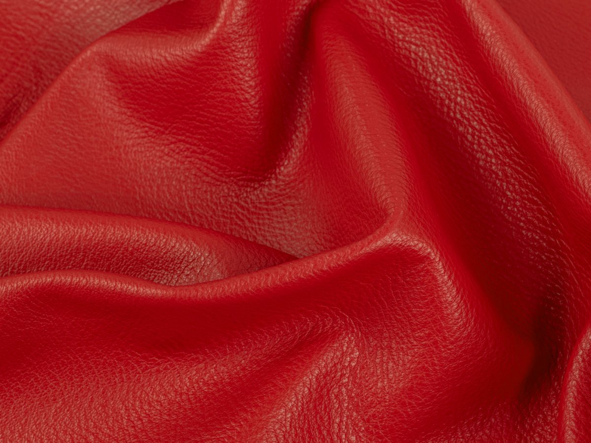 Leather Red Italian Pebble Grain Quarter hide