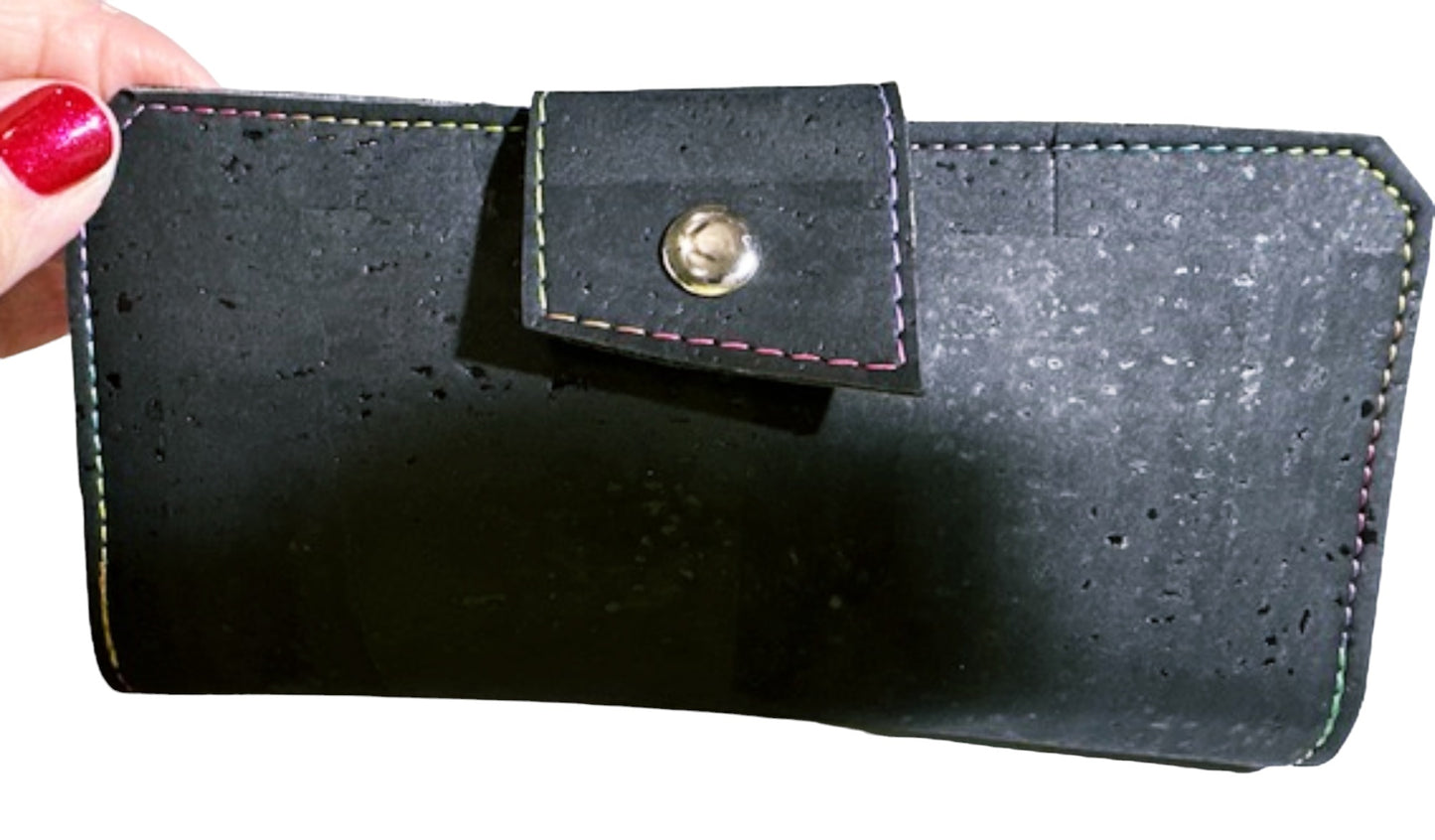 Women’s Tall Wallet Organizer Black or Pink Cork