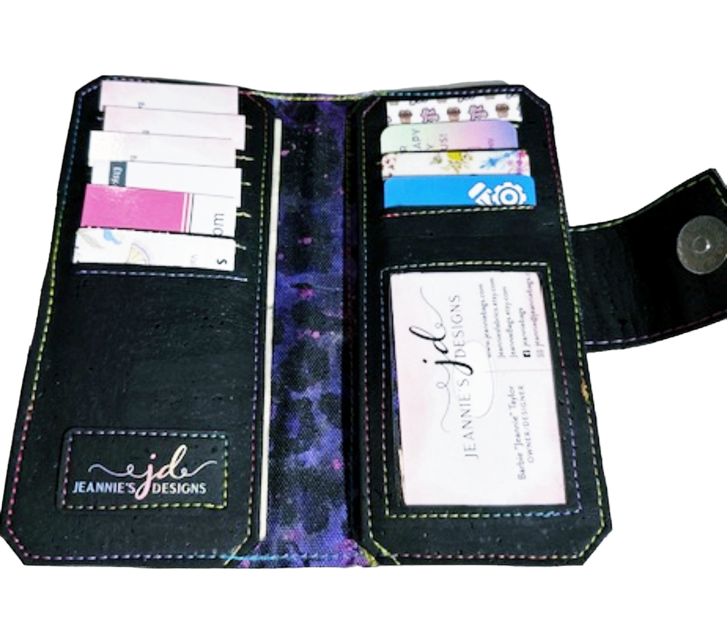 Women’s Tall Wallet Organizer Black or Pink Cork