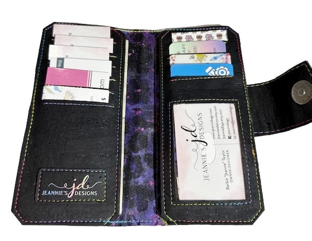 Women’s Tall Wallet Organizer Black or Pink Cork