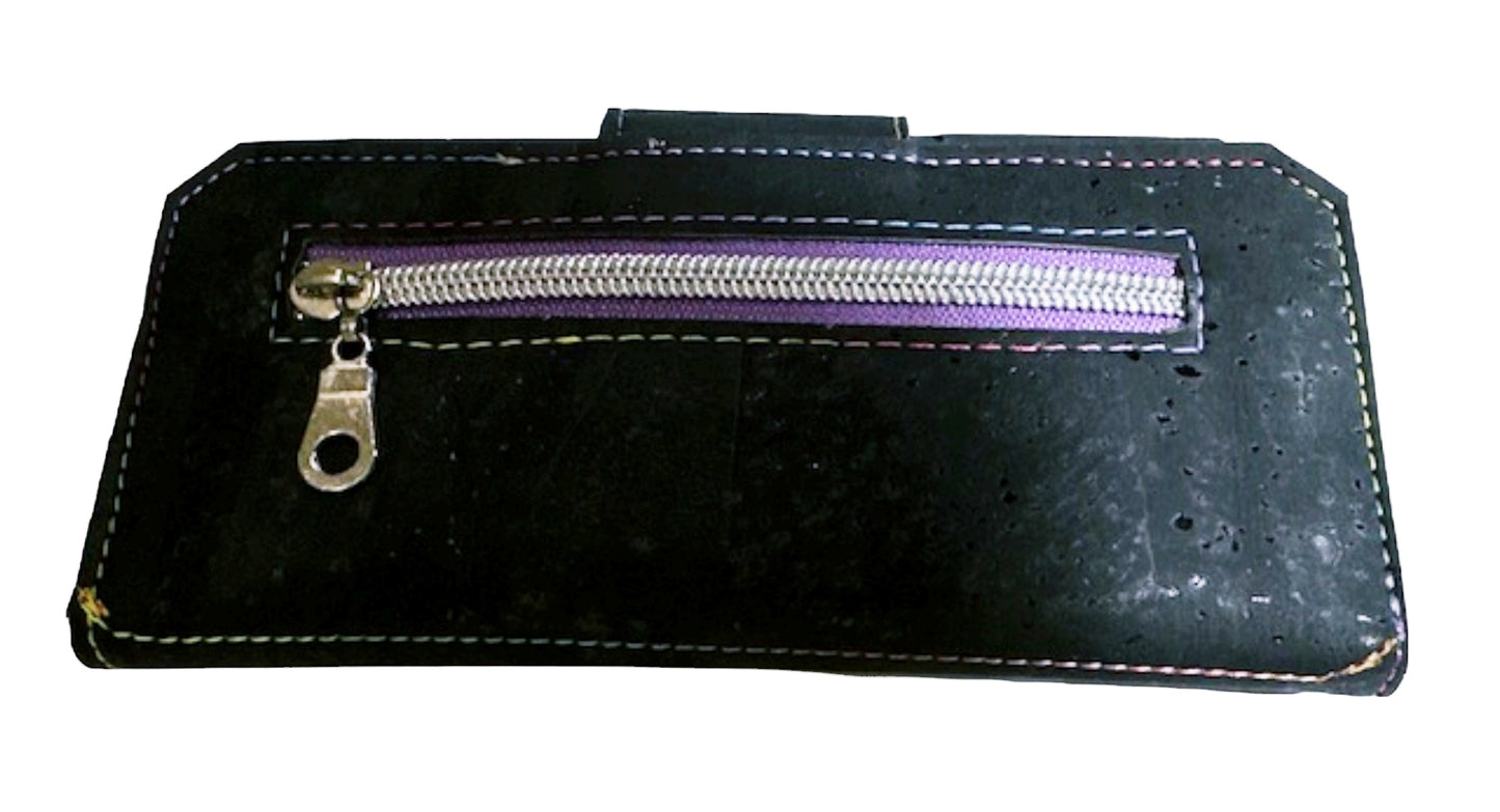 Women’s Tall Wallet Organizer Black or Pink Cork