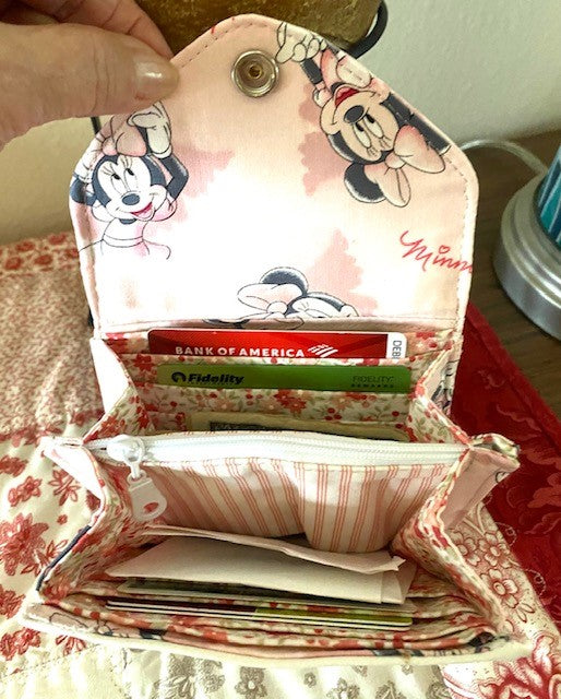 Ready to Ship Wallet Mini Credit Cards Zippered Minnie Mouse Black Vinyl