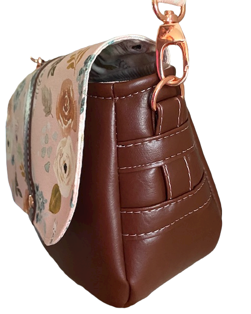 Mountain Saddle Bag Llama Pink with Brown Vinyl or Pink Flowers Purse Crossbody Bag