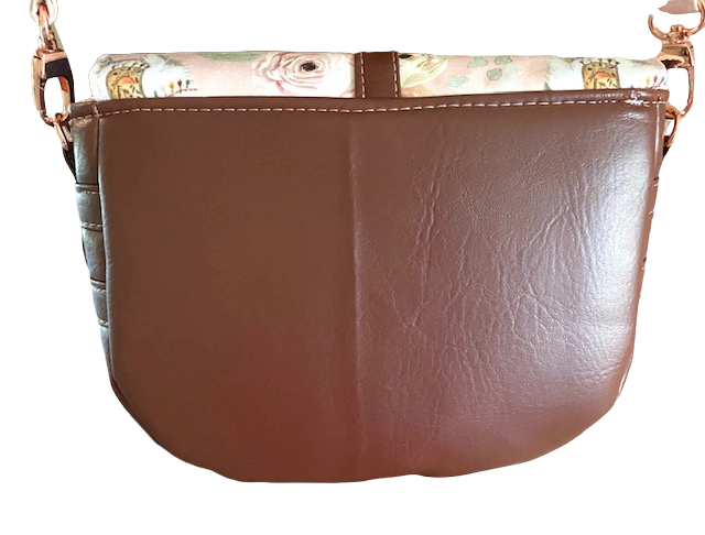 Mountain Saddle Bag Llama Pink with Brown Vinyl or Pink Flowers Purse Crossbody Bag