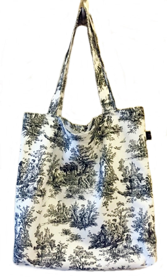 Tote School Bag | Knitting Bag | Canvas Tote Bag | Black White