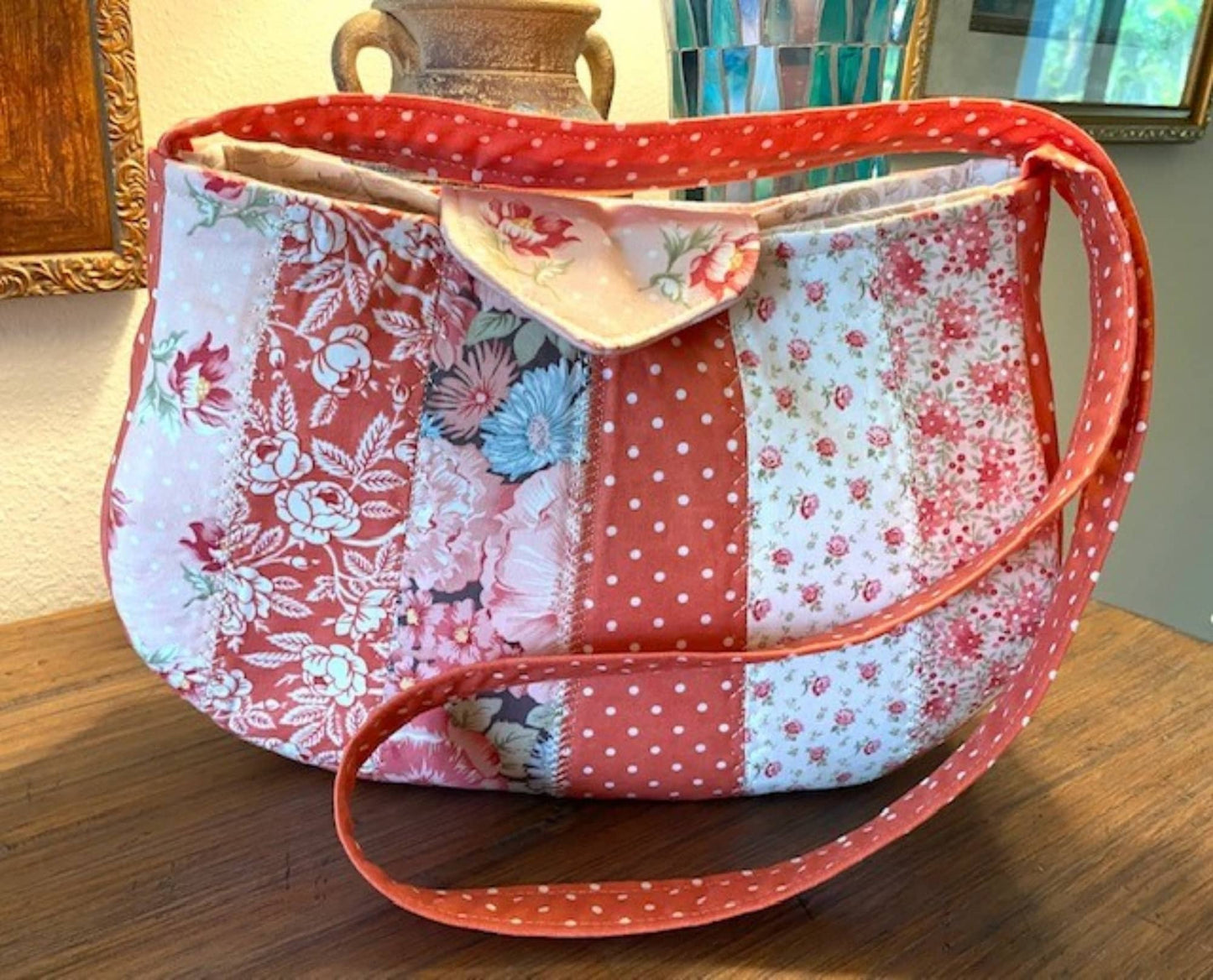 Tote Purse Handbag Patchwork Sanctuary fabric 3 Sisters Matching Wallet too