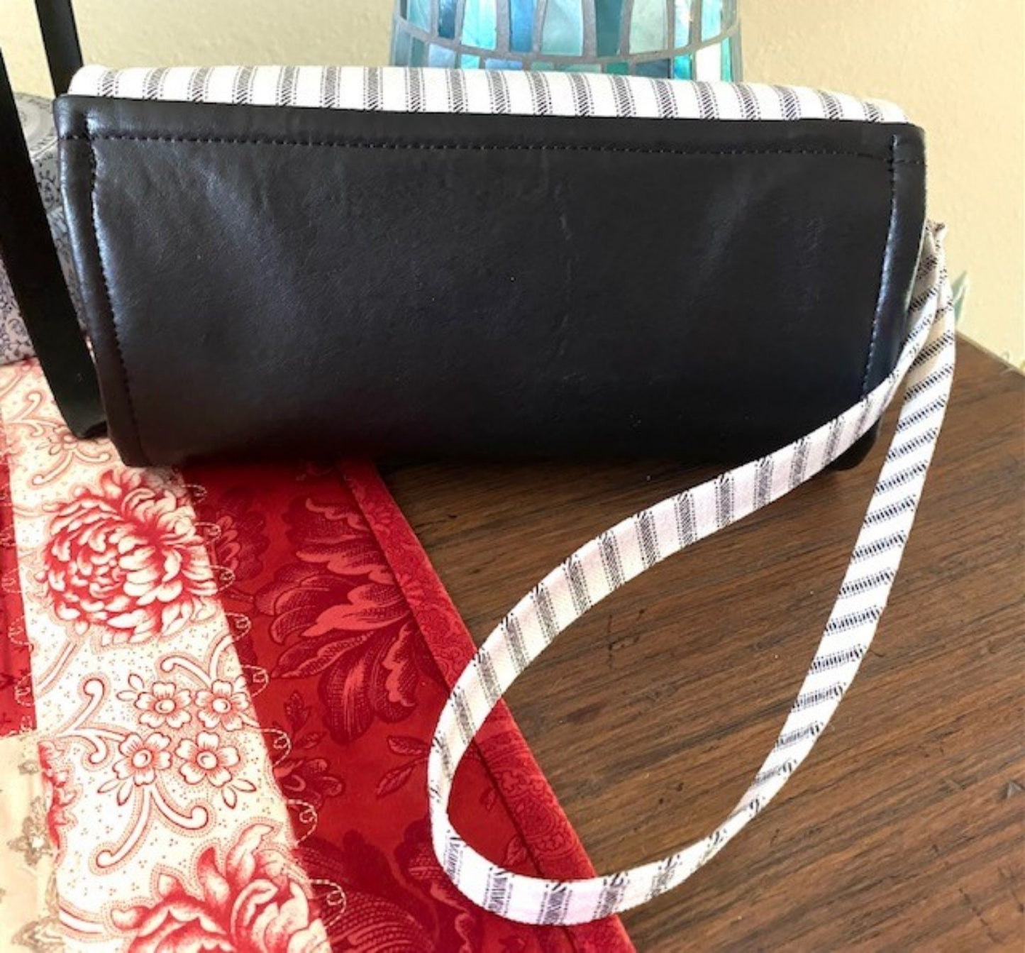 Necessary Clutch Wallet NCW Organizer Credit Cards Zippered Classic Black White Ticking Stripe