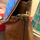 Handbag Purse Messenger Flip Top Rich Basket Weave Pecan Vinyl Shoulder Strap