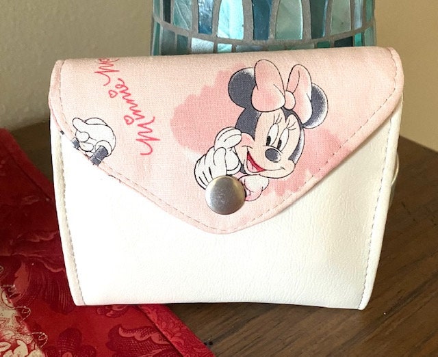 Ready to Ship Wallet Mini Credit Cards Zippered Minnie Mouse White Vinyl