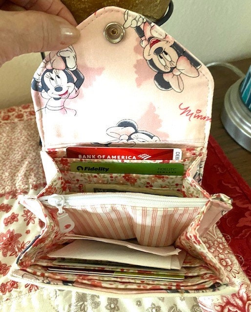 Ready to Ship Wallet Mini Credit Cards Zippered Minnie Mouse White Vinyl