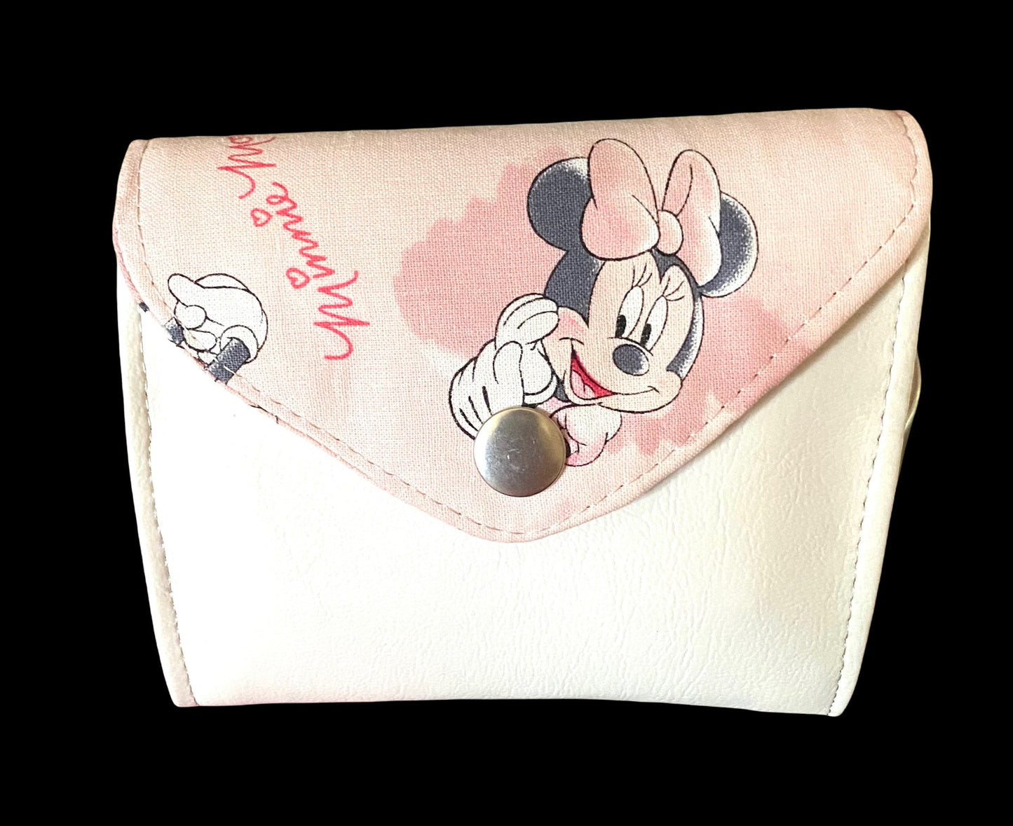 Ready to Ship Wallet Mini Credit Cards Zippered Minnie Mouse White Vinyl