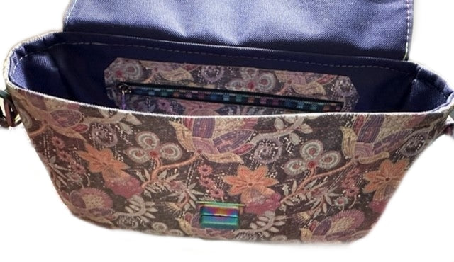 Carrie - Crossbody Shoulder Purse Bag Cork Purple Floral