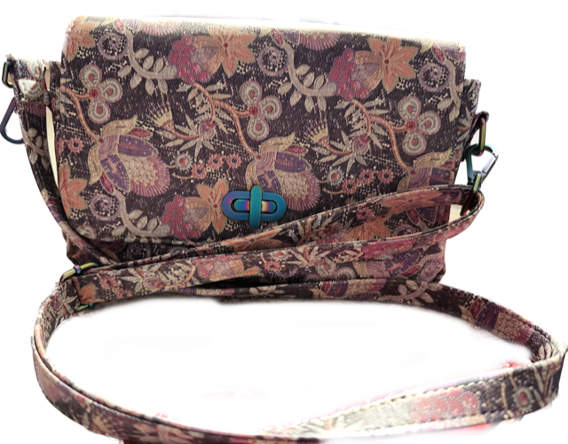 Carrie - Crossbody Shoulder Purse Bag Cork Purple Floral