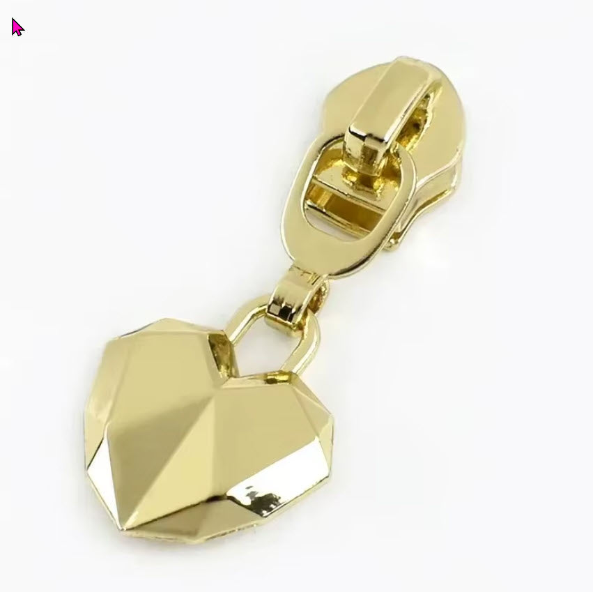 #5 Zipper Pulls Beveled Hearts
