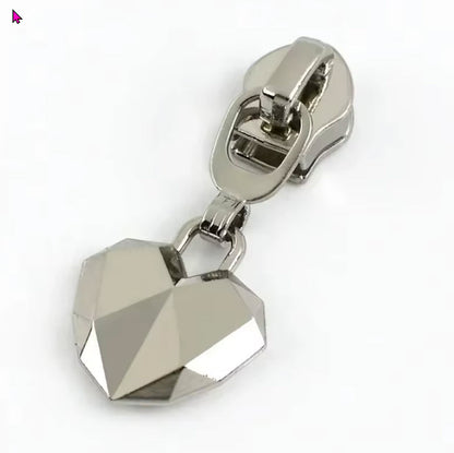 #5 Zipper Pulls Beveled Hearts