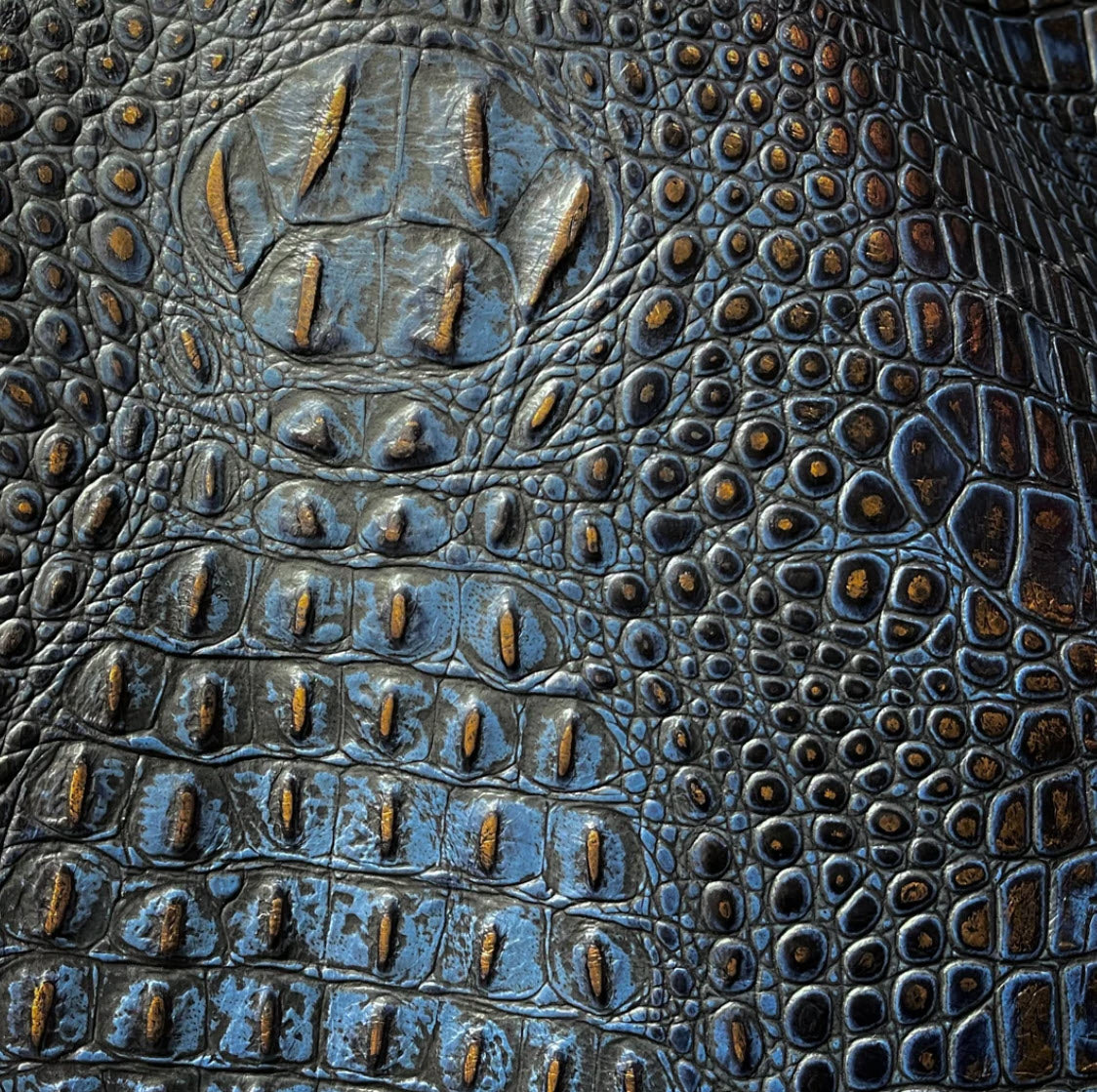 Gator Leather in Oxford Denim