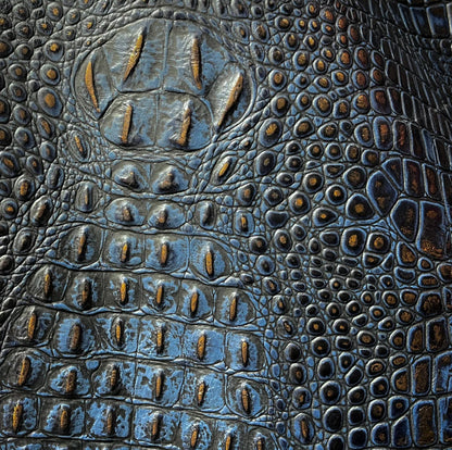 Gator Leather in Oxford Denim