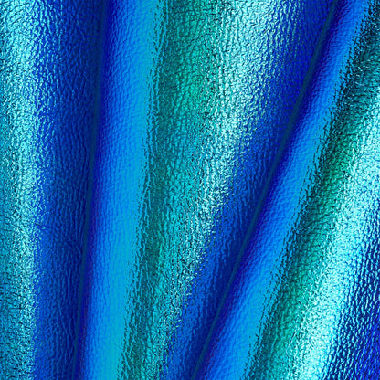 Leather Iridescent Blue Green Pebble Grain Quarter hide