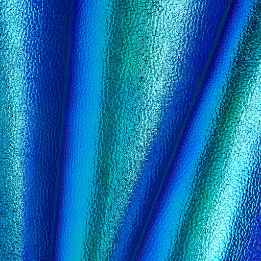 Leather Iridescent Blue Green Or Iridescent Pebble Grain Quarter hide