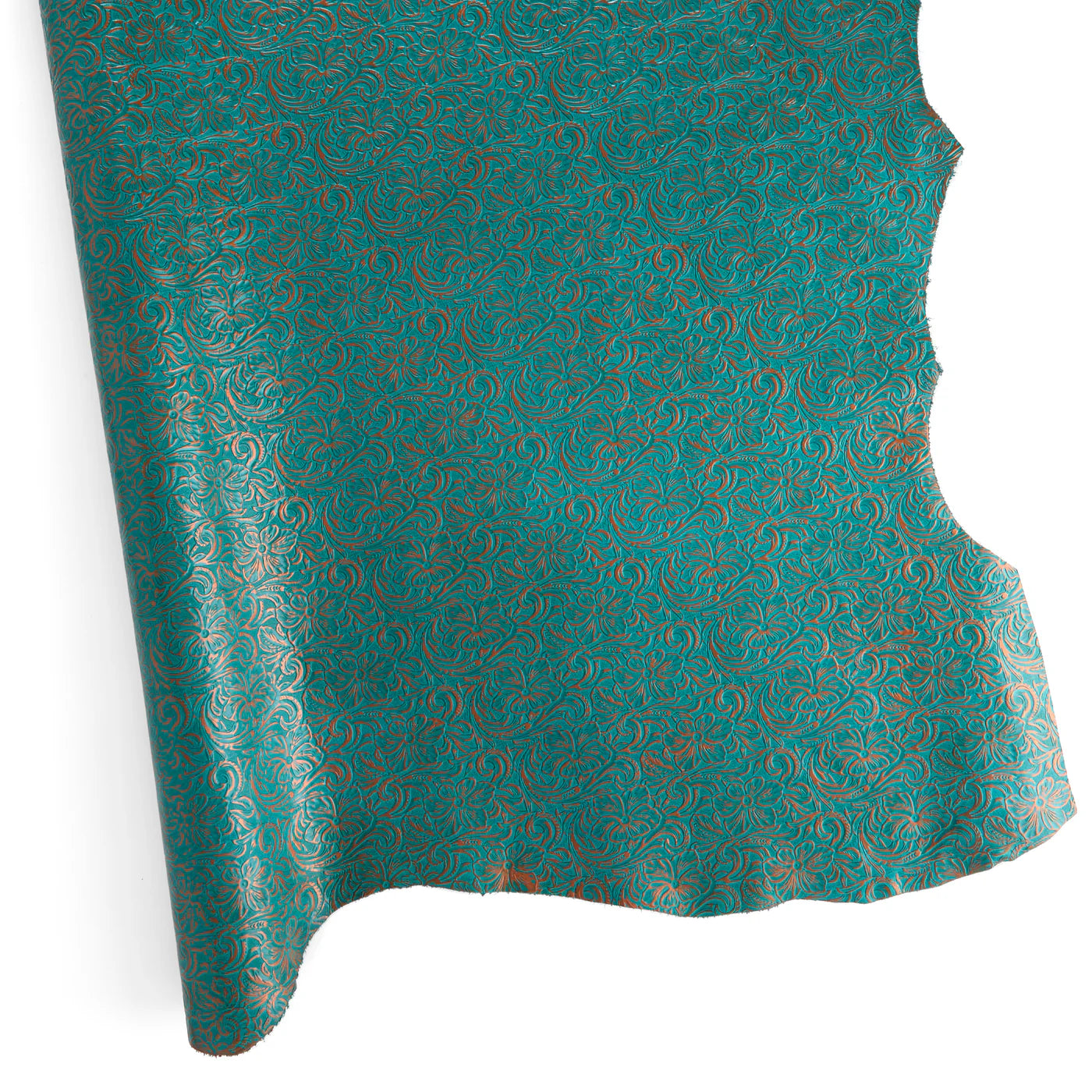 Metallic Floral Embossed Turquoise Quarter