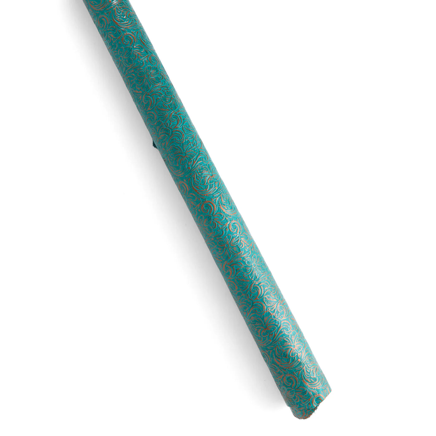 Metallic Floral Embossed Turquoise Quarter
