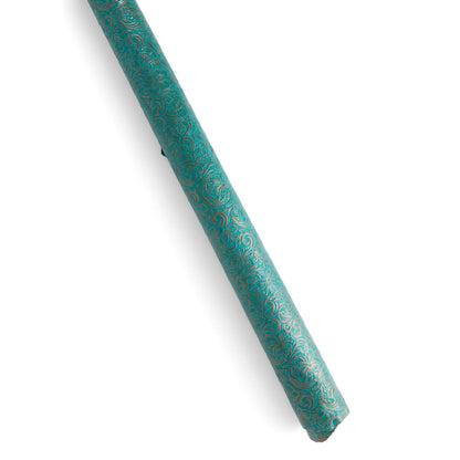 Metallic Floral Embossed Turquoise Quarter