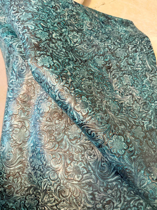 Wildflower Leather in Sea Turquoise