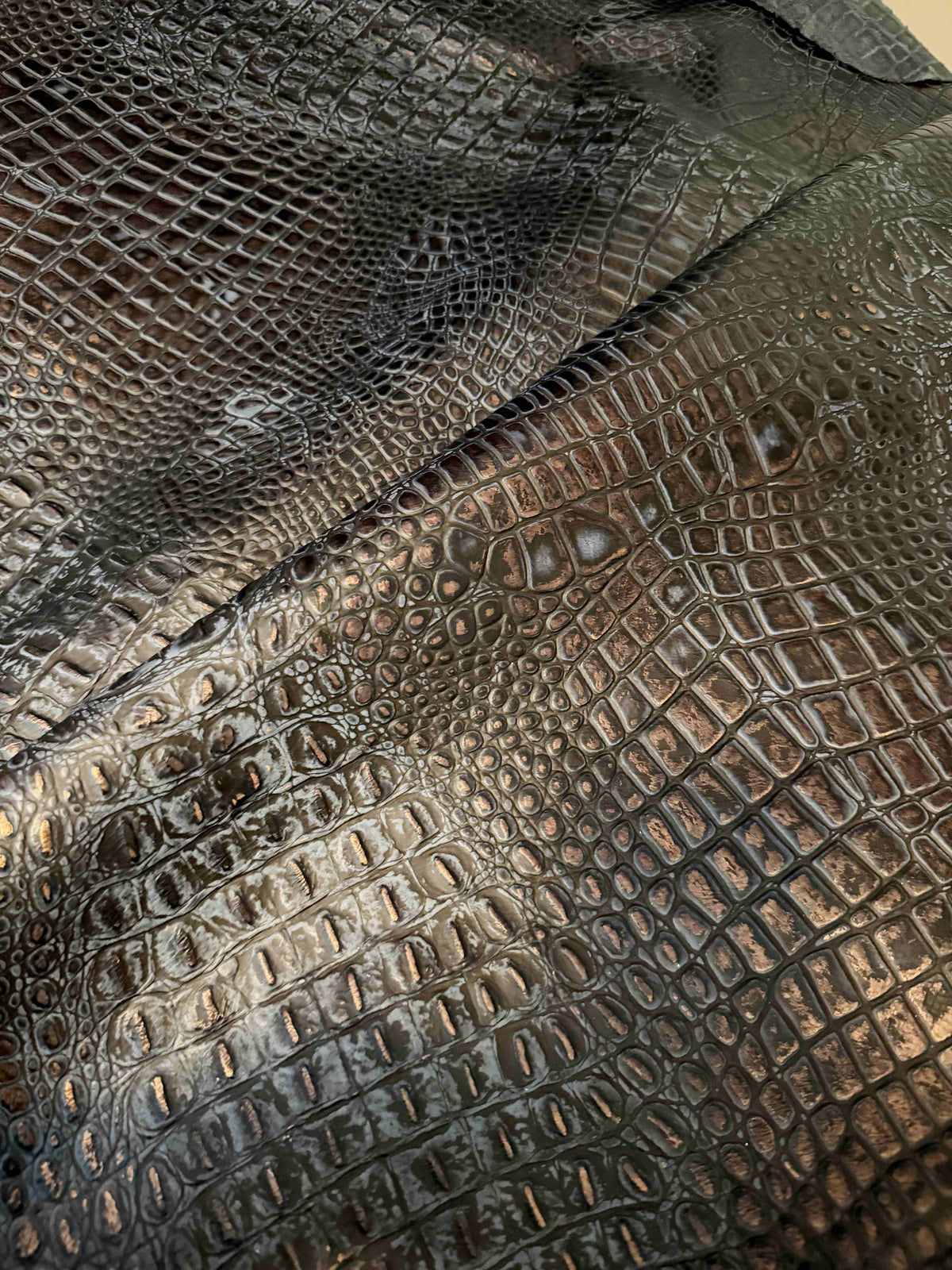 Gator Leather in Oxford Denim