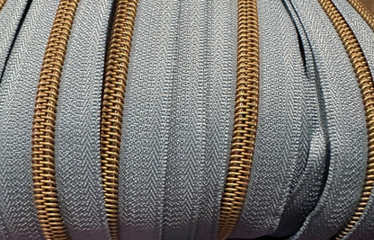 Antique Brass #5 Zipper Tape by the 3 yard cut