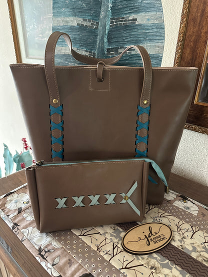 XOXO Pouch & Tote Leather Combo
