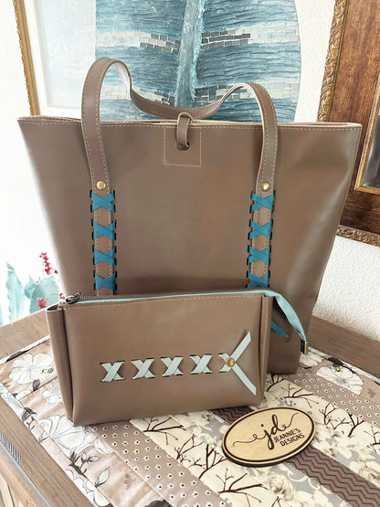 XOXO Pouch & Tote Leather Combo