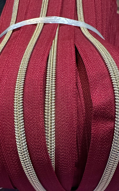 Light Gold #5 Zipper Tape by the 3 yard cut