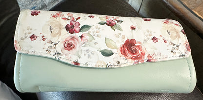 Ready to Ship Necessary Clutch Wallet NCW Organizer Credit Cards Zippered Sage Floral