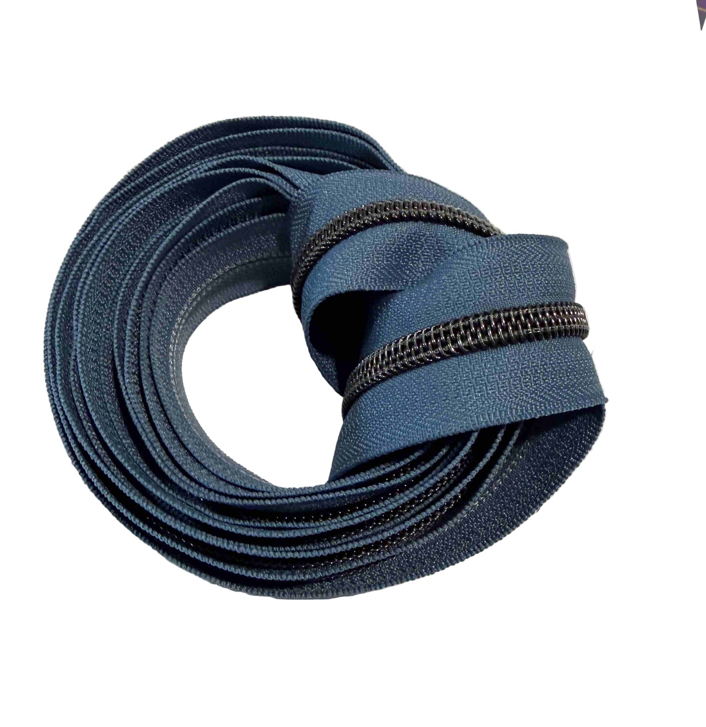 Gunmetal Zipper Tape 3 yard cut