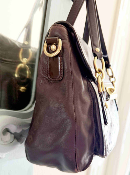 Designer Coach Handbag Eggplant Leather